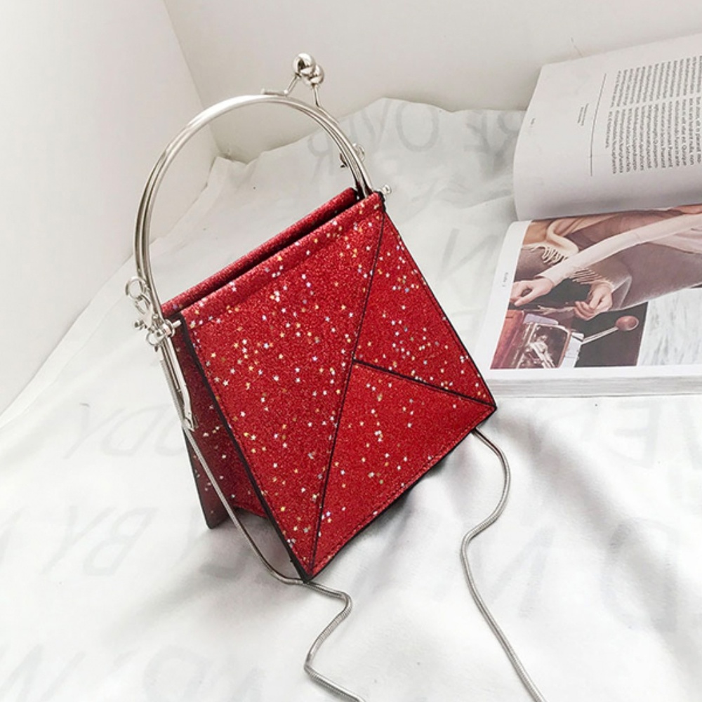 ❤️HP❤️New! Red Glitter Top Handle Crossbody Bag - Picture 8 of 8